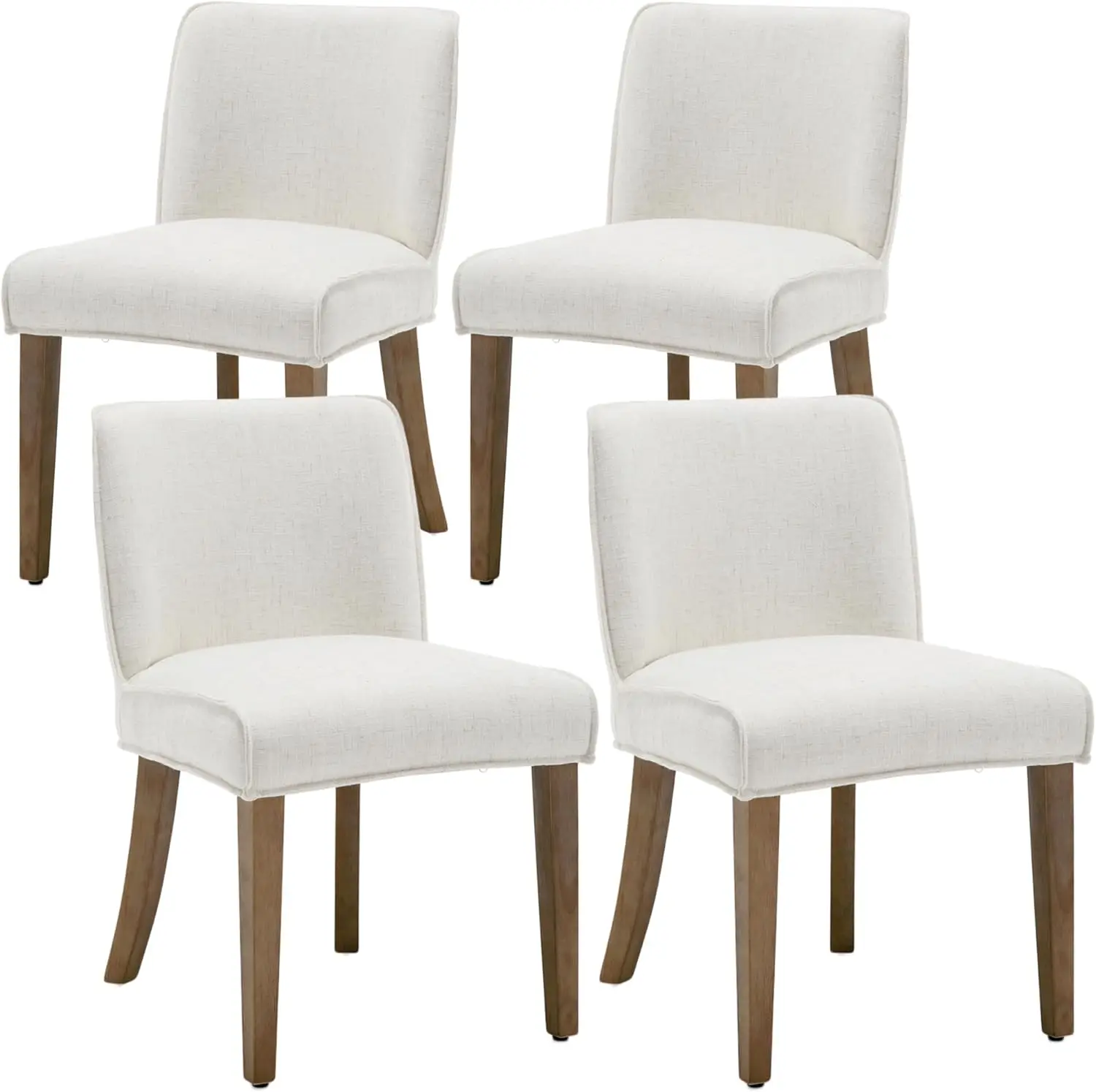 Juego de 4 sillas de comedor tapizadas, sillas decorativas sin brazos con patas de madera para cocina y sala de estar (blanco lino)