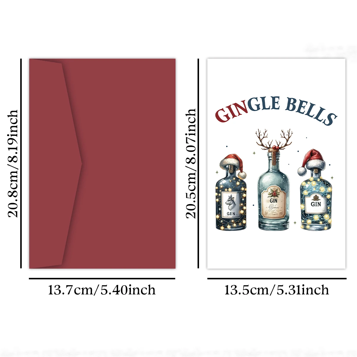 Hilarious Christmas Greeting Card,Gingle Bells-Funny Christmas Card with Envelope,Xmas Gift for Friend,Gin Lover,Family,Coworker