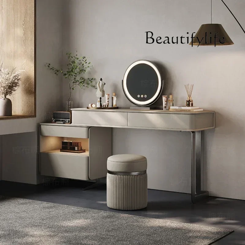 

W Luxury Storage Wood Vanity Table Mirror Stool Luxury Bedroom Dresser Organizer Beauty Comfortable Schminktisch Trendy Furnitu