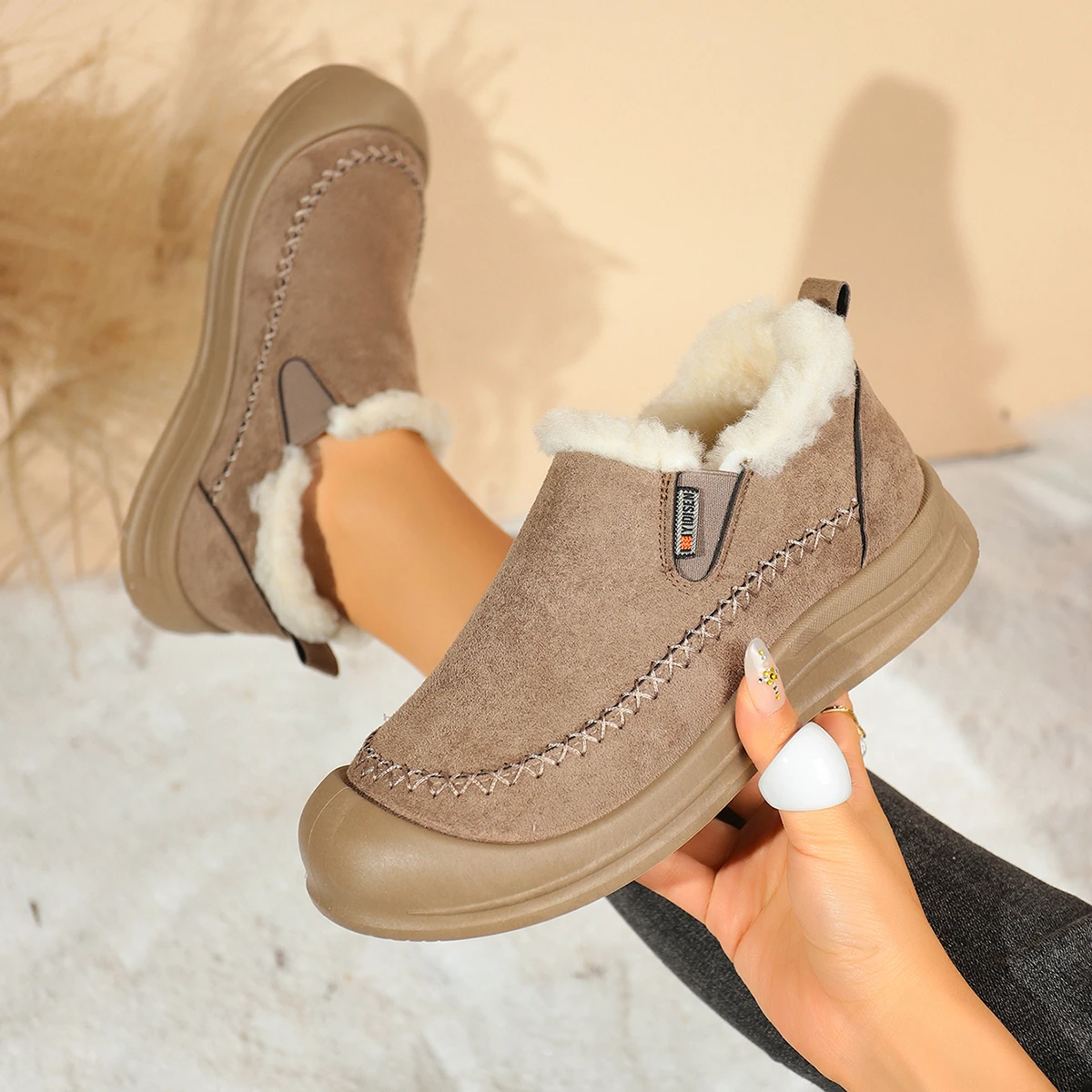 Women Ankle Boots Fashion Daily Soft Casual Shoes Winter Trend Warm Snow Boots Women Solid Color Keep Warm Non-slip Shoes Women