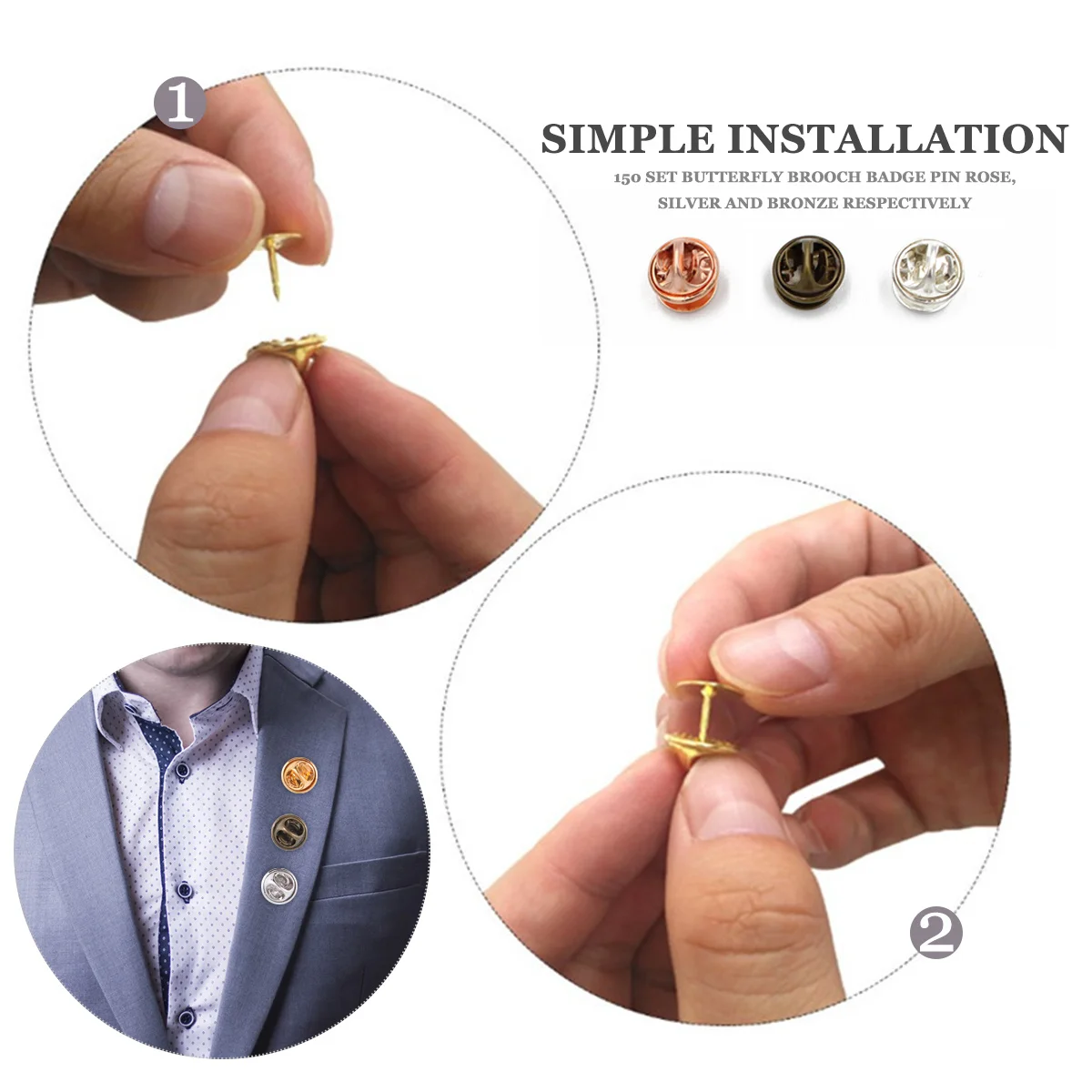 

150 set Copper Butterfly Hat Caps Set Hold Tight Thicken Design For Jewelry Making Diy Crafts Pin Backs Clutch Badge Pin Clasps