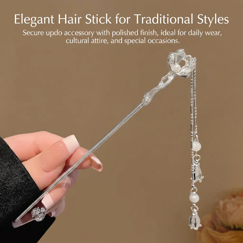 Exquisite Lotus Hairpin For Women Retro Chinese Style Flower Hair Stick Trendy Metal Jewelry Headwear Girls Hair Accessories