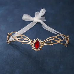 Ribbon Goddess Cosplay Forehead Round Elves Crowns Tiara Women Vintage Leaf Headband Bridal Hair Accessories Wedding Headpieces