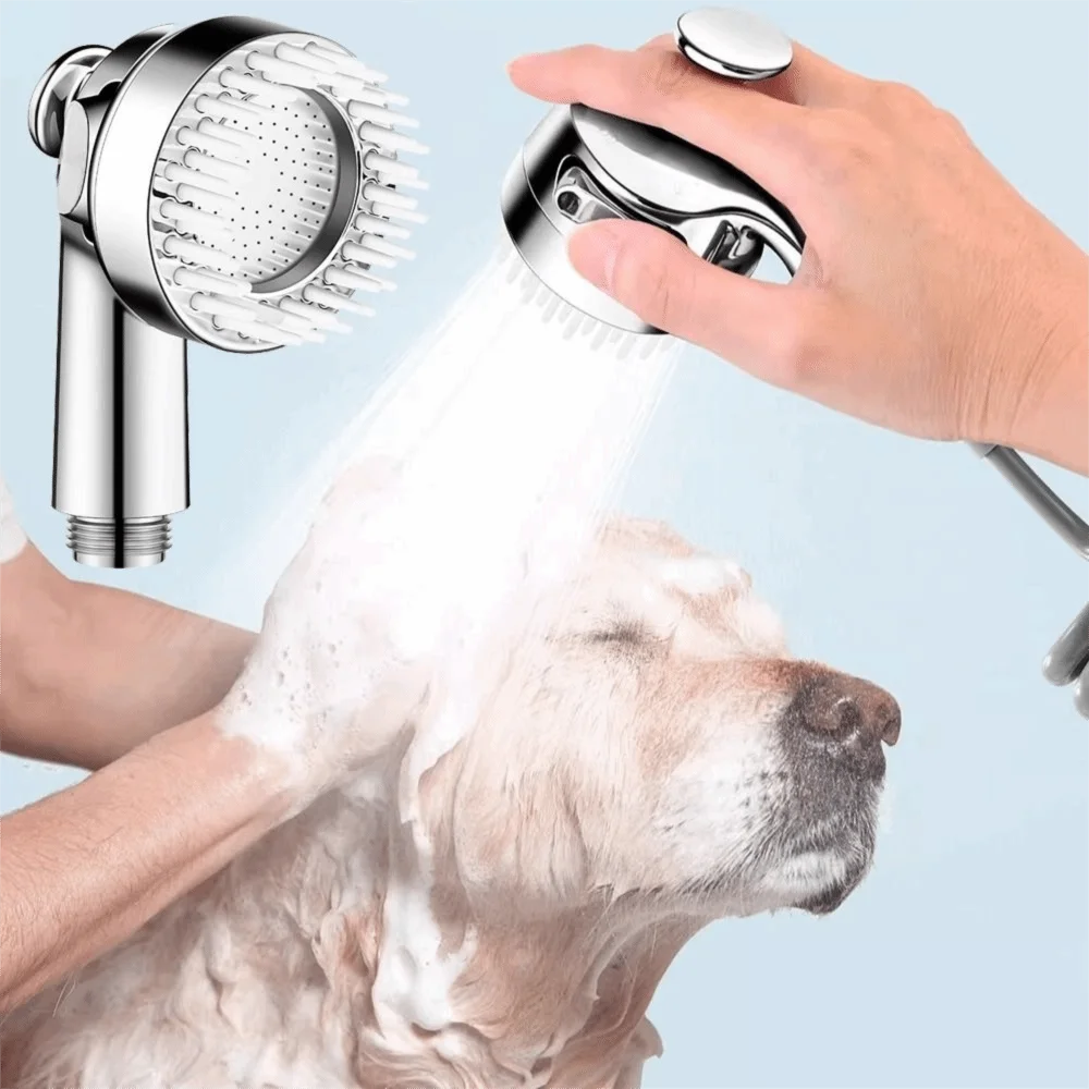 Gentle Spray Pet Shower Head Dual Mode High Pressure Dog Bathing Nozzle Water Control One Click Close Pet Washing Sprinkler