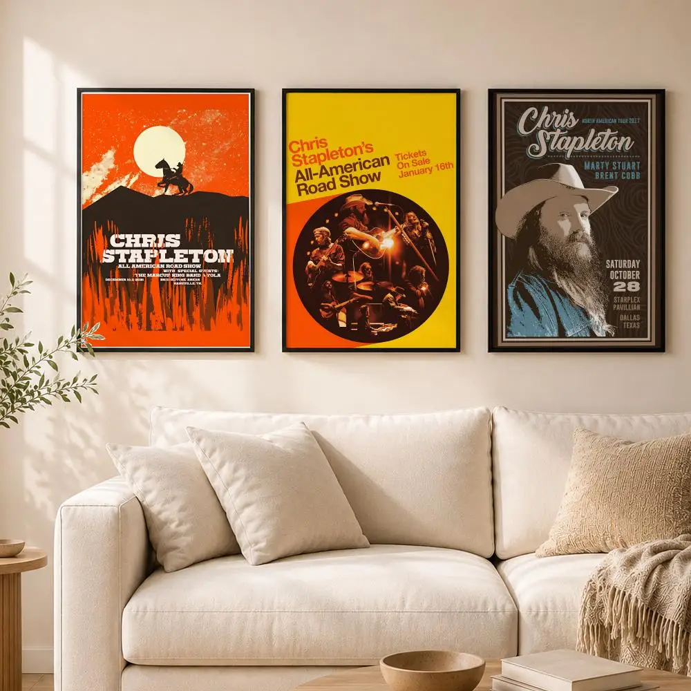 Singer C-Chris Stapleton-N Poster Self-Adhesive Waterproof Wall, Decorative Home Art & Holiday Gift