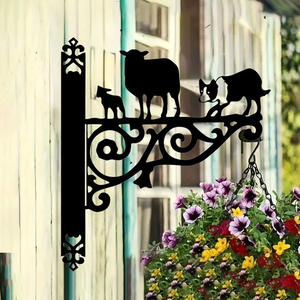 Collie Metal Wall Art Decor Door Hanging Frame Corner Iron Window Outdoor Garden Pet Shepherd Dog