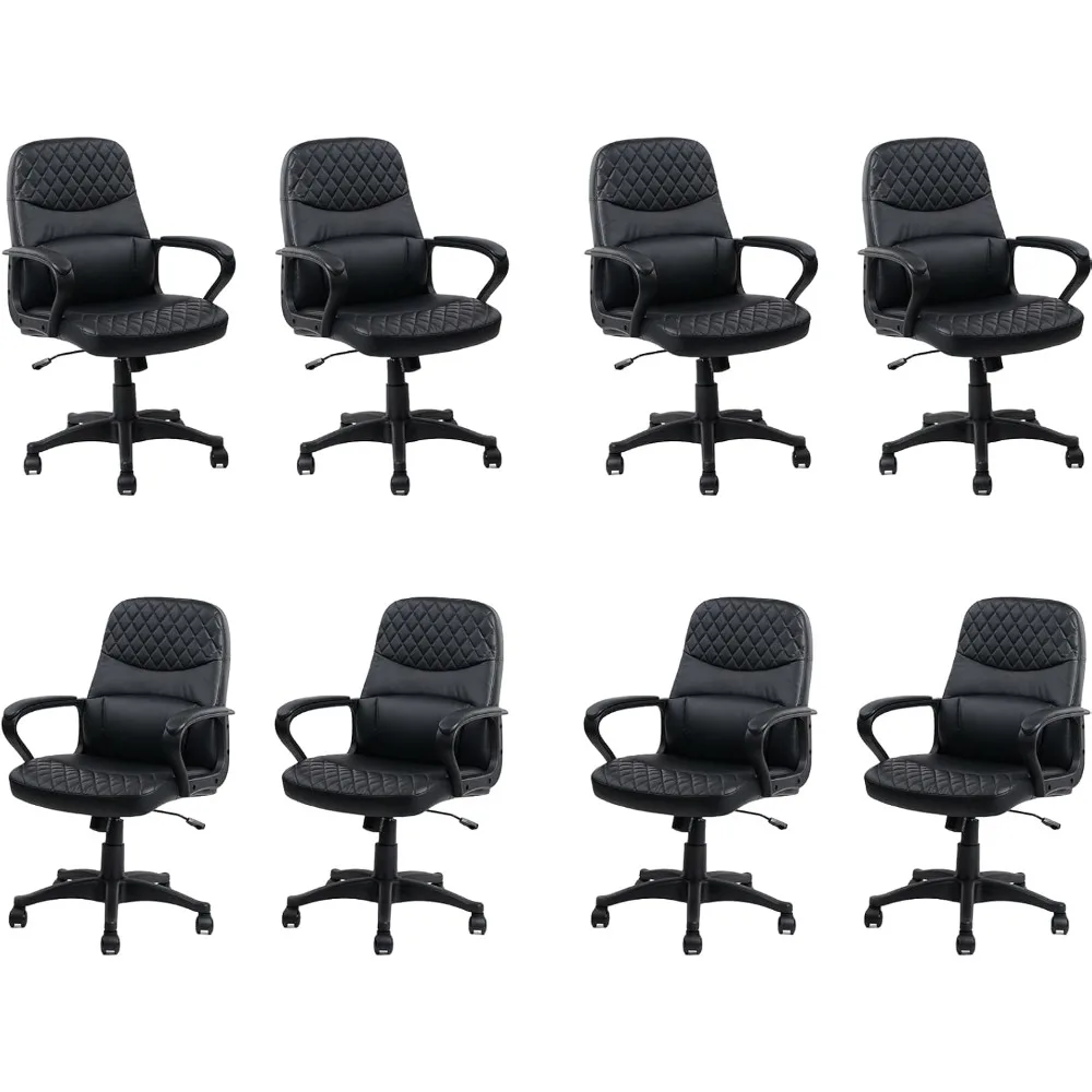 

Ergonomic Mid-Back Leather Swivel Office Chair with Wheels and Lumbar Support for Desk Use