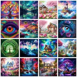 GATYZTORY DIY Diamond Painting Landscapes House New Arrivals 2024 Diamond Mosaic Tree Rhinestones Pictures