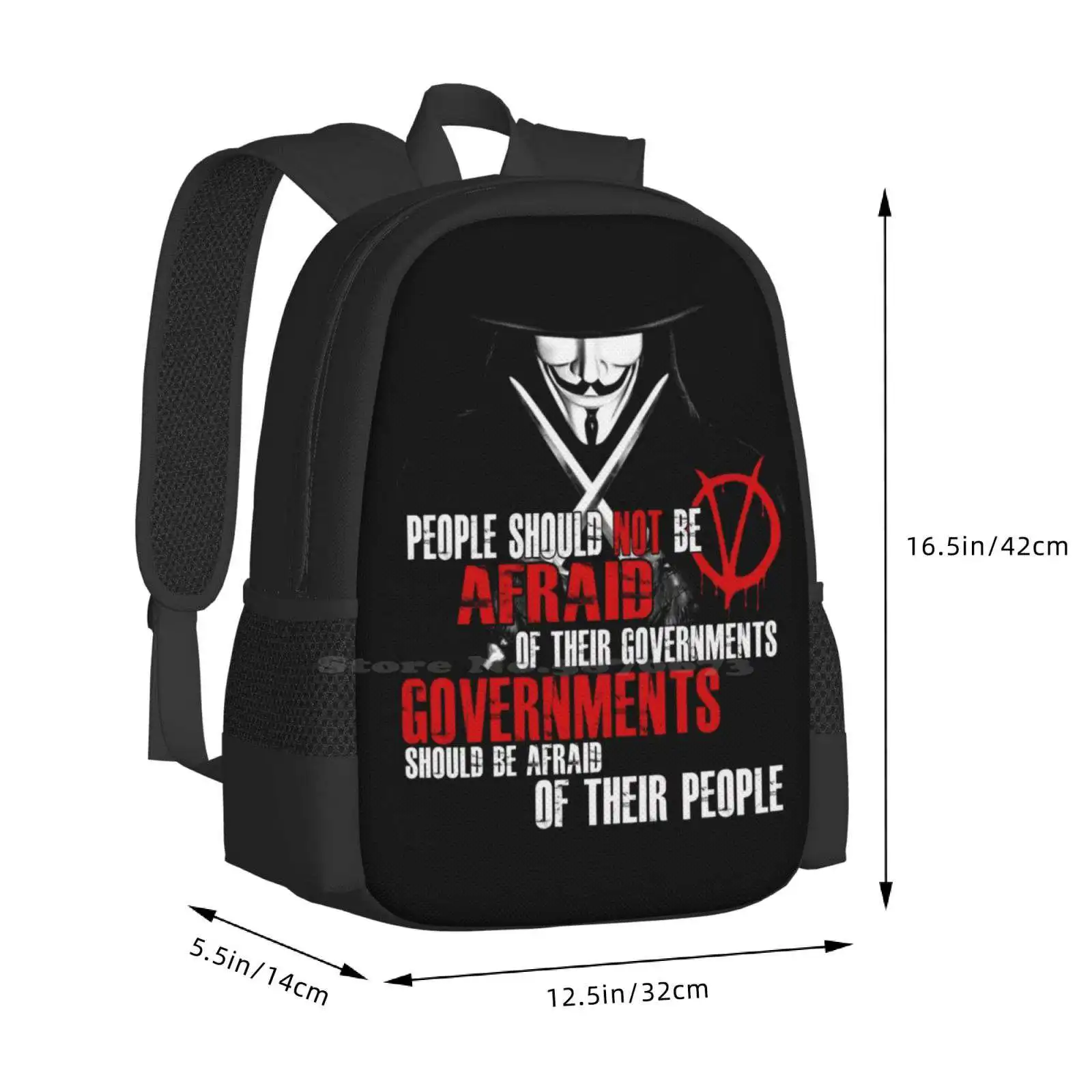 V per Vendetta Guy Fawkes citazione nuovi arrivi borse Unisex borsa per studenti zaino Guy Fawkes Anarchy citazione teoria Illuminati V per