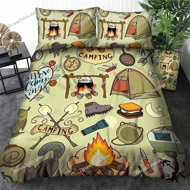 

Camping Car Duvet Cover Travel Theme Bedding Set Cartoon Animal Camping Comforter Cover Full King for Teens Adult Camper Gifts74