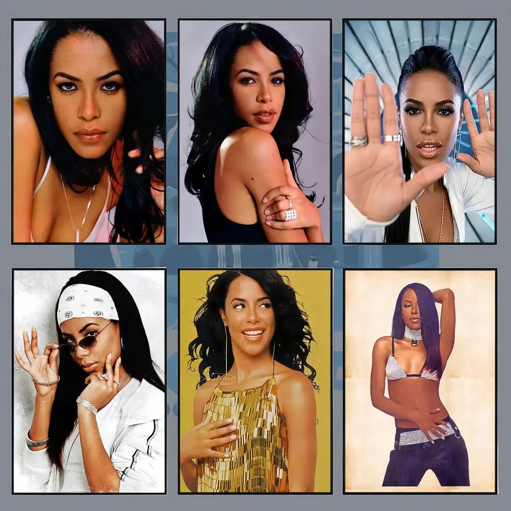 Singer Aaliyah Poster Aesthetic Wall Art Print for Living Room Bedroom Study Office Café Home Decor Stylish Gift