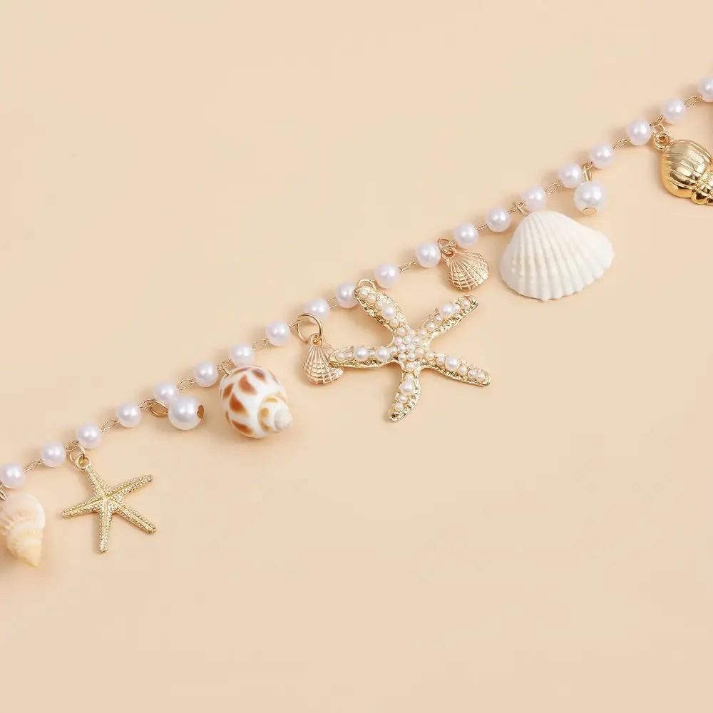 Summer Bohemian Waist Chain Sea Star Starfish Shell Pendant Body Chain Alloy Imitation Pearl Jewelry Accessories for Women