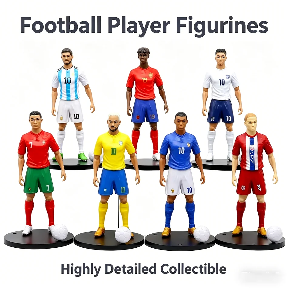 Figuras de Acción de Estrellas de Fútbol FIFA: C.Ronaldo, Messi, Mbappé, Muñecos de Dibujos Animados, Accesorios para Coche, Regalo de Recuerdo para Aficionados al Deporte