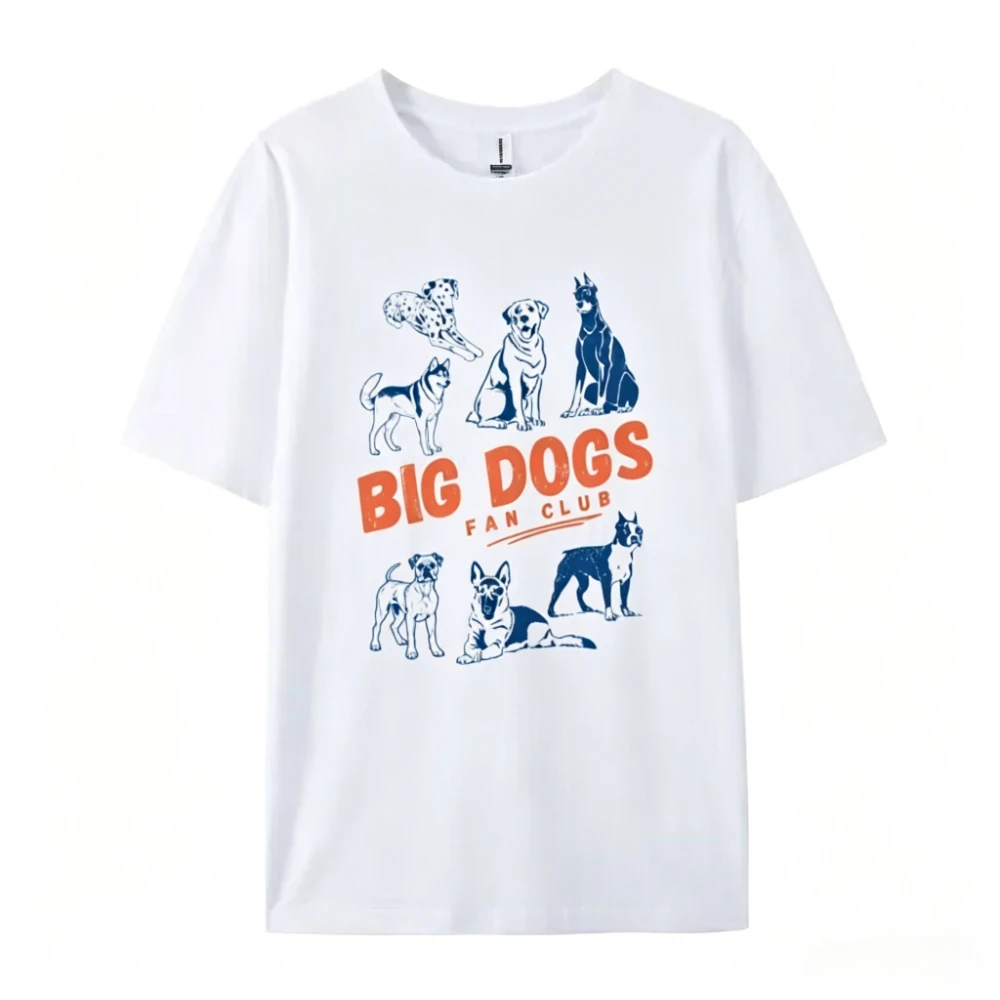 Vintage Big Dogs Fan Club Graphic Tee Short Sleeve Cotton T-Shirt for Dog Owners & Animal Lovers Dog Mom Shirt for Women