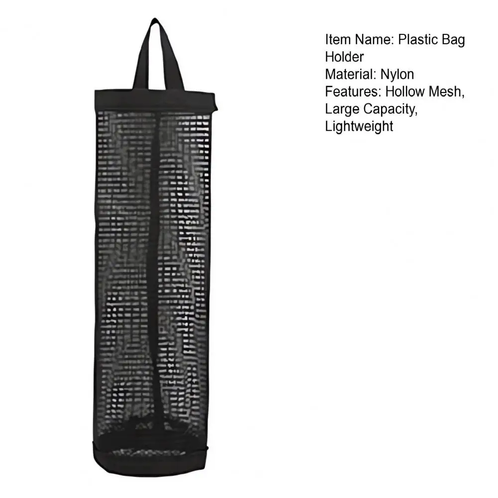 Garbage Bag Storage Pouch Hollow Mesh Wall Hanging Home Dorm Plastic Bag Holder Grocery Bag Organizer Trash Bags Dispenser