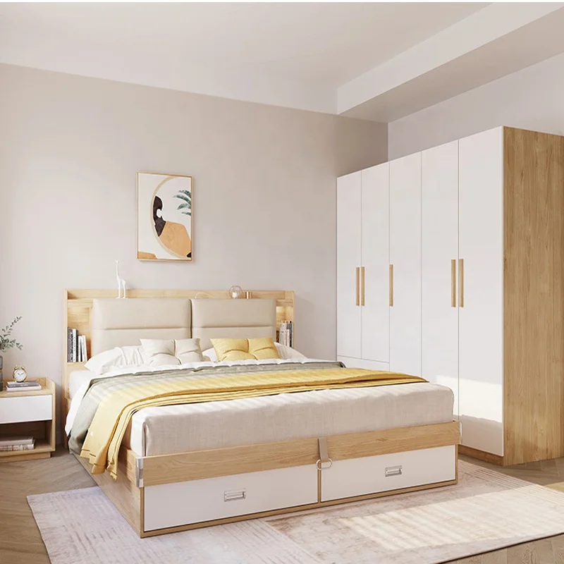 2023 Wooden Storage Full Home Hotel Modern Boys & Girls Queen Bed Bedroom Set Deluxe King Bed MDF