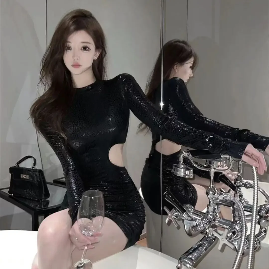 Woman Long Sleeve Dress New In Sensual Sexy Hollow Dresses for Women X High Quality Luxury Elegant Chic A Line Korean Fashion G