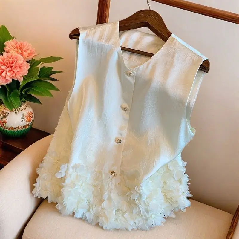 

Летняя мода 3d лепесток универсальный жилет куртки без рукавов свободное пальто женские повседневные простые топы в корейском стиле Mujer