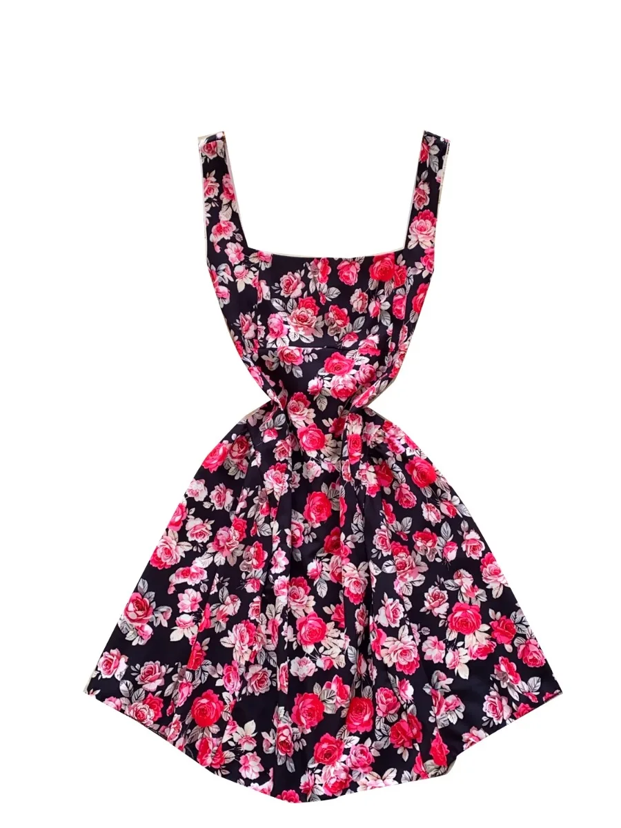 Foamlina Chic Boho Holiday Sexy Backless Halter Dress Women's Summer Floral Print Bow Strap Waist Beach Mini Skirt Dresses