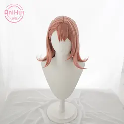 【AniHut】Akiyama Mizuki różowy 40cm peruka do Cosplay projekt SEKAI kolorowe scenie! Kręcone żaroodporne włosy syntetyczne Akiyama Mizuki