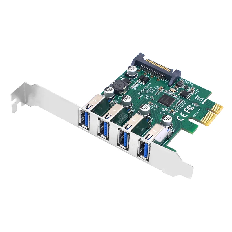 

Практичный 1 шт. PCI-E 4 порта USB3.2 адаптер-умножитель PCI-E 1X 4X 16X Контроллер Добавьте одну карту 5 Гбит/с Зеленый