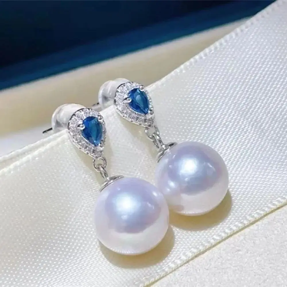 Women Pearl Earring AAA+ 8-9mm 9-10mm 10-11mm Akoya Round White 925S Gift Box Freeshippings Items