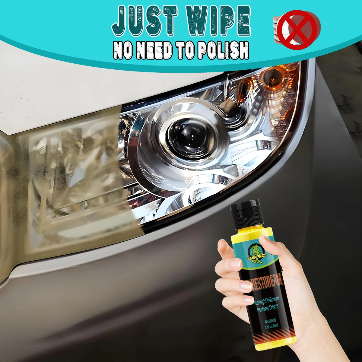 Headlight Restoration Car Light Polish for Yellowing, Scratch, and Oxidation Repair, Plastic Headlamp Repair Ointment