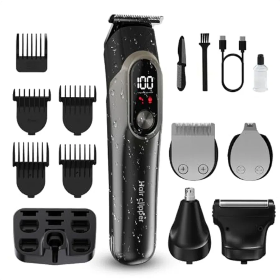 

Beard Trimmer for Men Hair Clippers for Men 5 in 1 Grooming Shaving Kit for Face Mustache Body Ear Nose Waterproof Cordl Barber