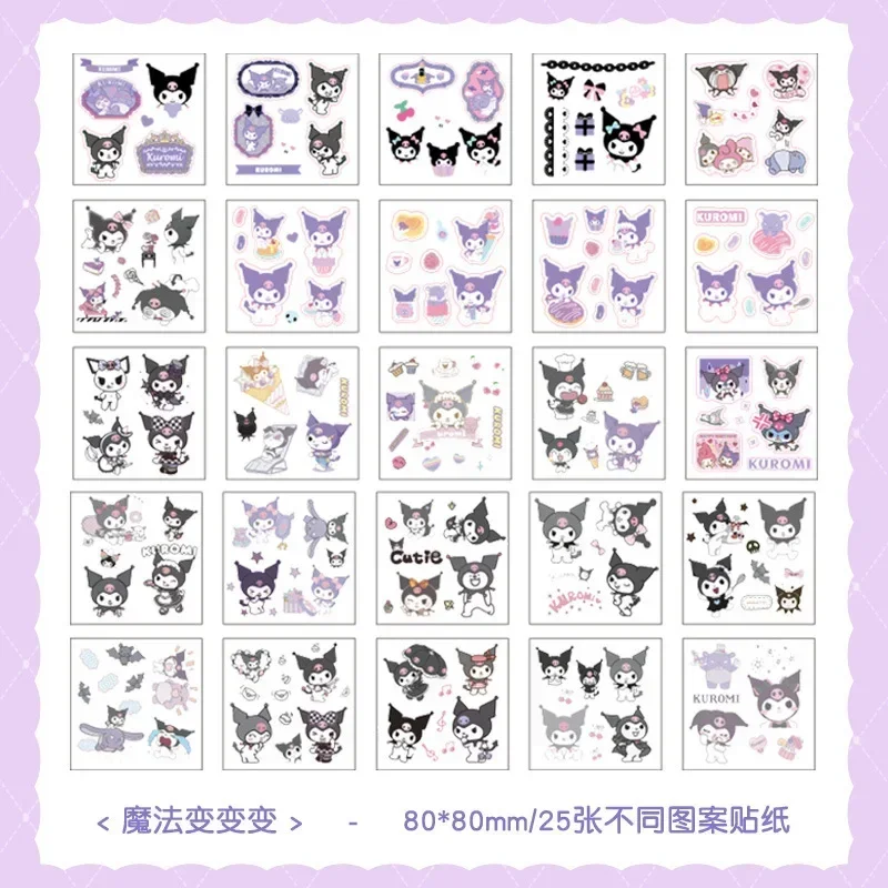 25pcs Transparent Sanrio Melody Kuromi Cinnamoroll Hello Kitty Kids DIY Stickers