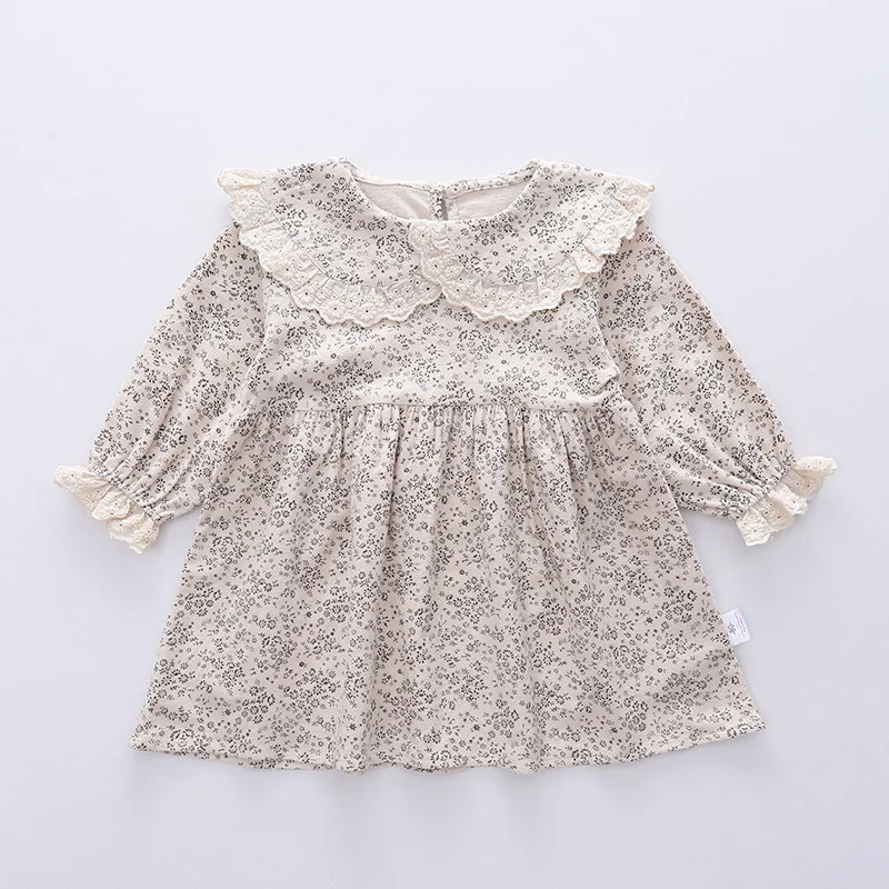 

New Kids Dresses for Girls Cotton Lace Long Sleeve Girl Princess Dress Toddler Baby Dress Children's Clothing