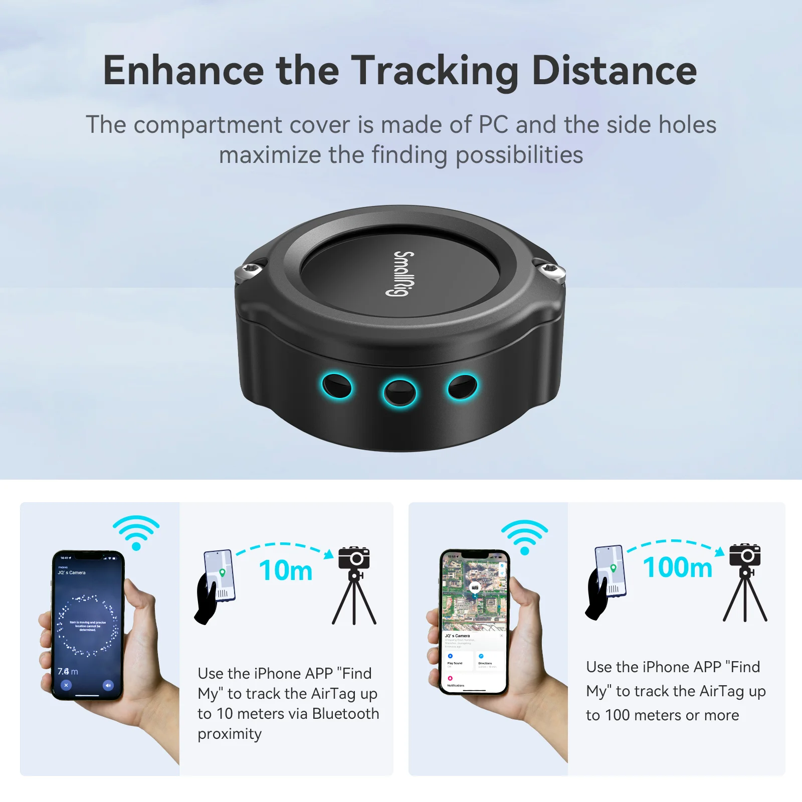 SmallRig Cage para AirTag, Through Slot, Hole Mount roscado, câmera para rastrear dispositivos, MD4149, 1,4 "-20, 18mm