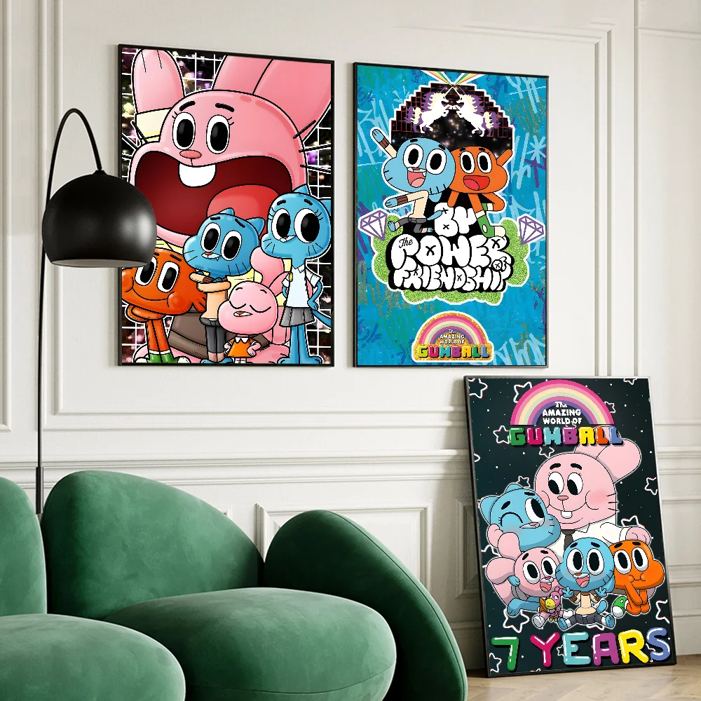 The Amazing Funny W-world Of Gumball DIY Sticky Poster Whitepaper Prints Posters Artwork Vintage Decorative Painting