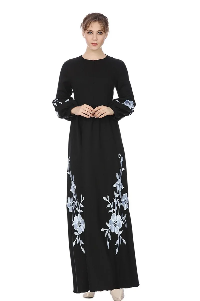 Chiffon Embroidery Abaya Dubai Muslim Dress Women Long Abayas for Women Caftan Marocain Kaftan Islam Eid Mubarak Ramadan Robes