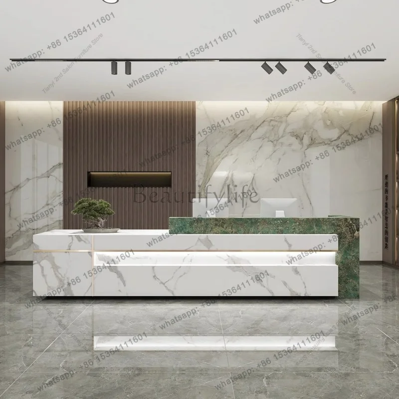 Best Sellers Nordic Luxury Marble Reception Desks Modern Design Hotel High-end Cashier Desk Creative Commercial Furniture Pulpit