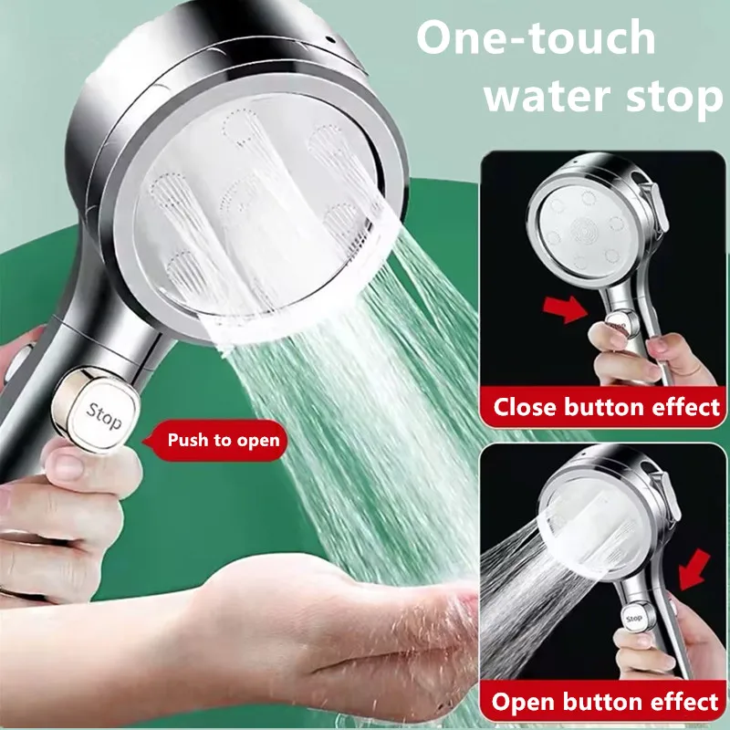 High Pressure Handheld Bathroom Shower Head Water Saving Showerhead Pressurized Adjustable Spray LED Digital Temperature Display
