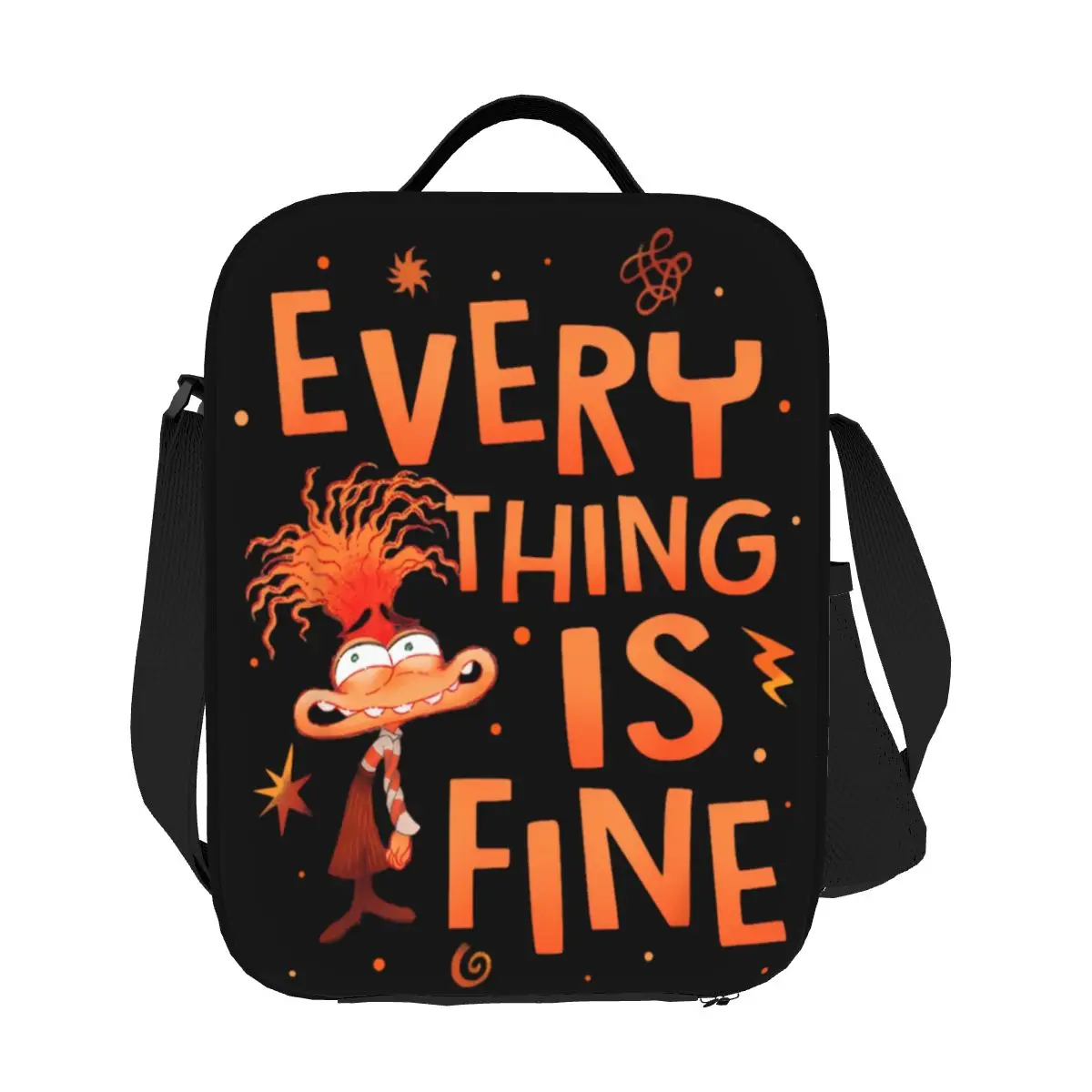 Custom Everything Is Fine Anxiety Inside Out Lunch Bag Women Thermal Cooler Insulated Lunch Boxes for Kids School