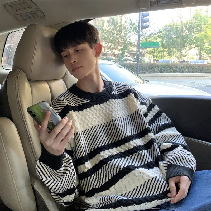 Suéter sex de Malha trada com Corte Solto, Decote Redondo, Estilo Casual de Rua, Versátil para Jovens