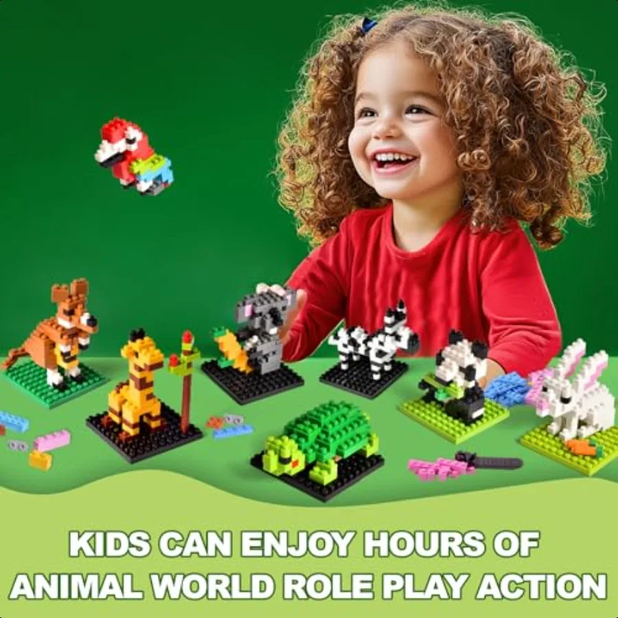 FUN LITTLE TOYS Faveur de fête pour mini animaux blocs de construction ensembles sacs cadeaux bourrages pour enfant petits jouets prix 12 Pack anniversaire