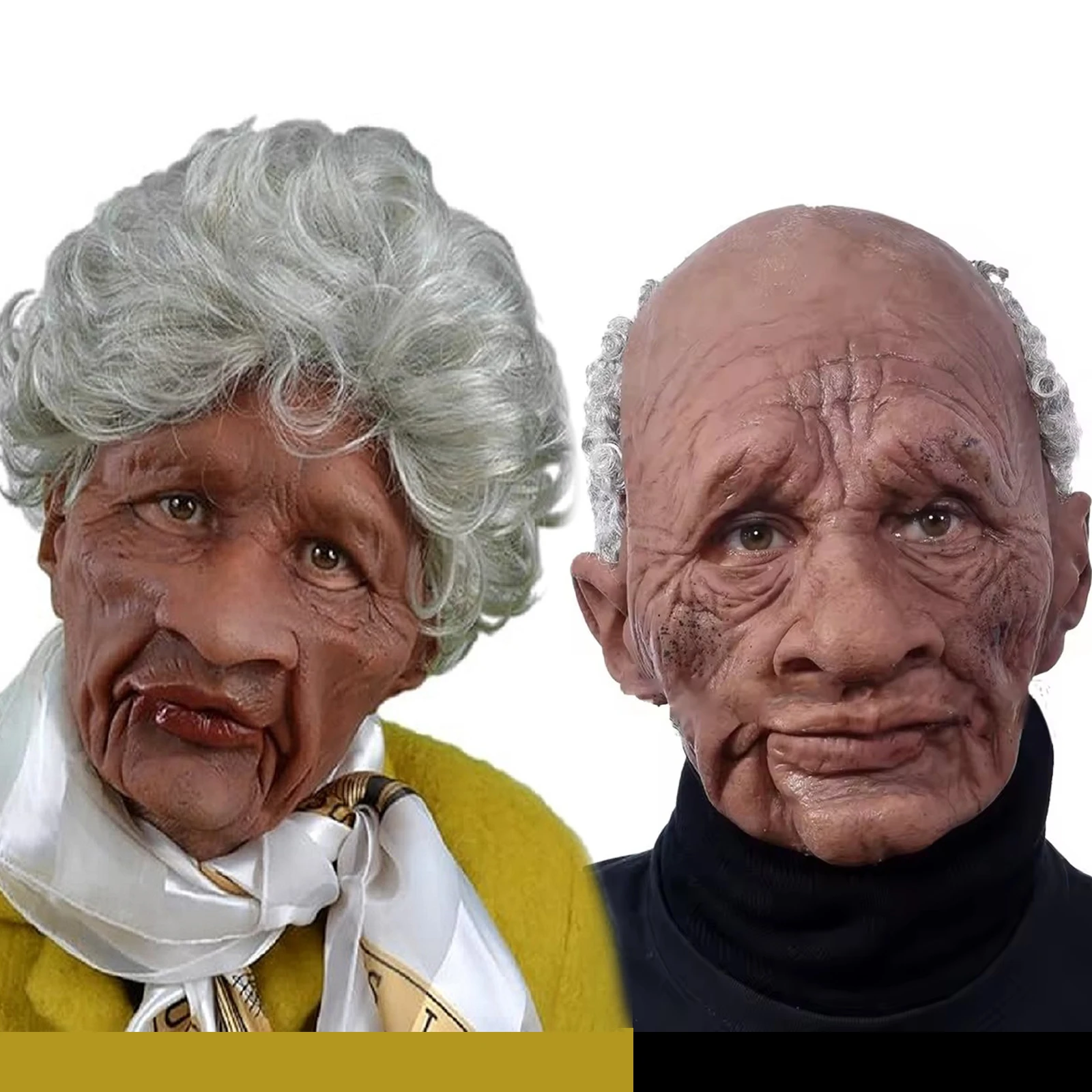 

Engraçado assustador mulher avó avô máscara para o dia das bruxas látex anti-rugas máscara facial festa desempenho acessórios de