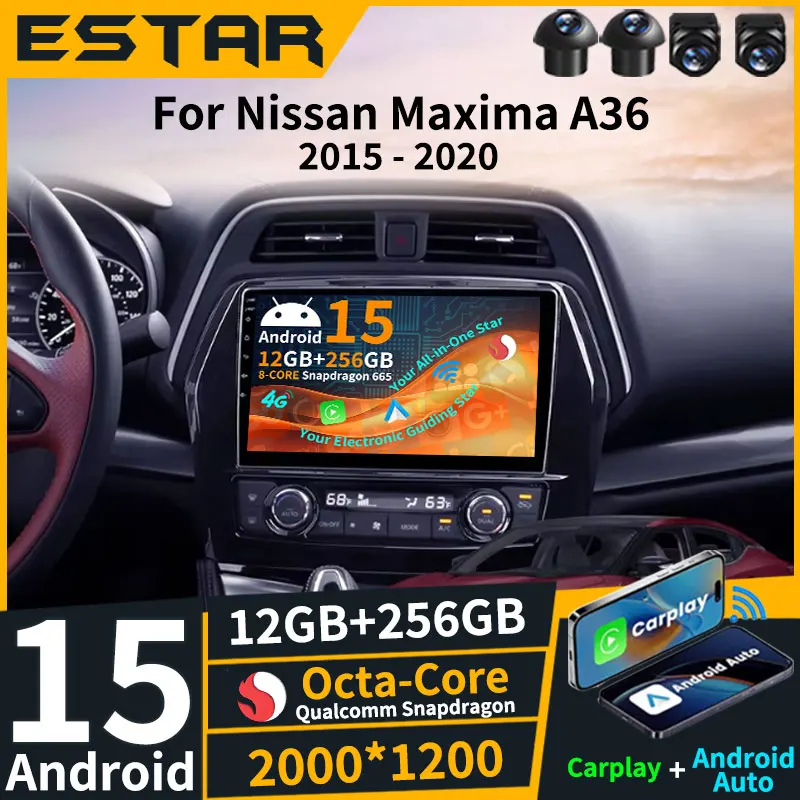 

Беспроводной Carplay Android 15 для Nissan Maxima A36 2015-2020 Автомобильный радиоприемник 360-камера Восьмиядерный экран 2K RDS 4G LTE DSP QLED Auto