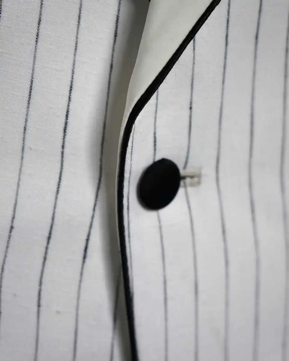 ピンストライプ メンズ ウェディング ブレザー ショール ラペル ジャケット シングルブレスト タキシード ビジネス パーティー スリム フィット 新郎着用のみコート