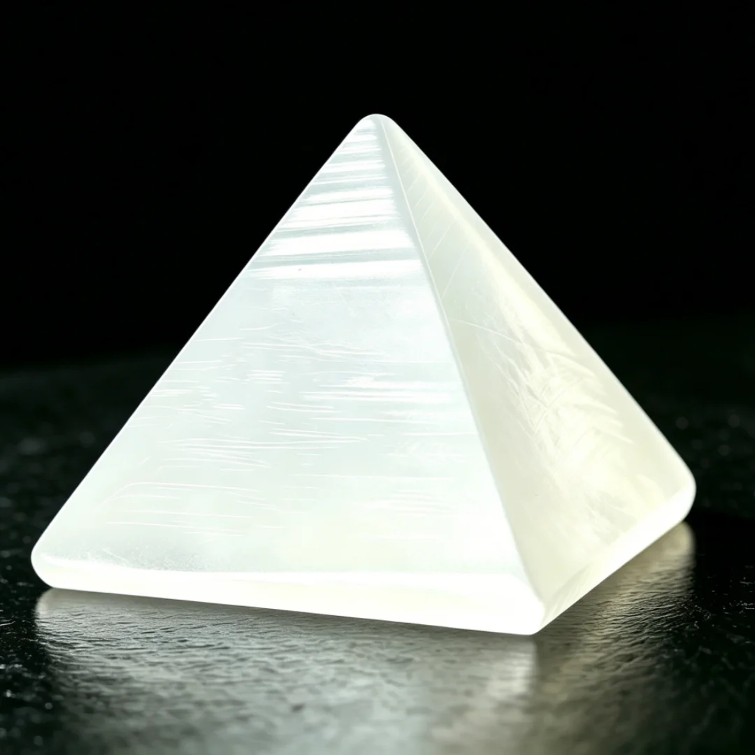 Pyramide de sélénite, pierre de méditation, cristal de reiki, générateur d'énergie pour la guérison, décoration intérieure et ornements de table
