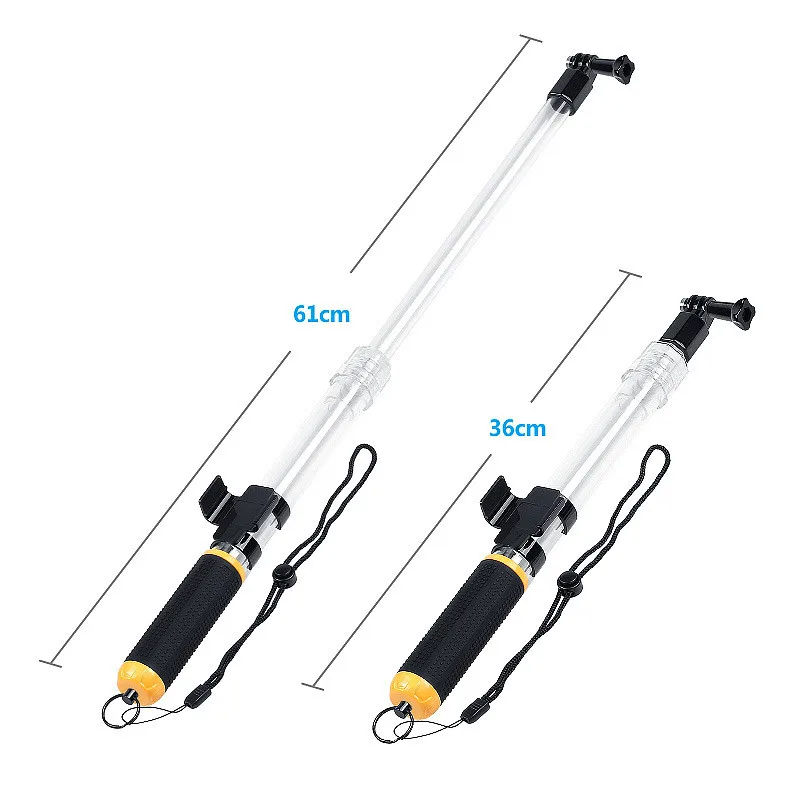 Selfie Stick Waterproof Extendable Transparent Floating Handheld Monopod With Wifi Remote Holder Clip for GoPro Surfing Diving