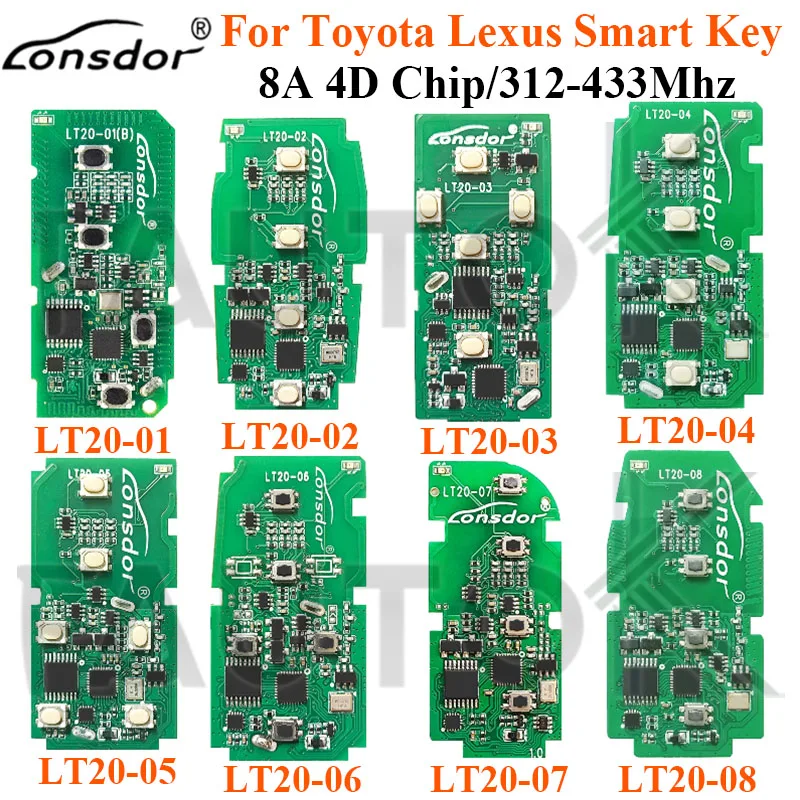 Car Universal Lonsdor Auto Control Key LT20 for Lexus for Subaru for Toyota 8A 4D Chip A433 F433 5290 0020 0440 0410 0140 5801