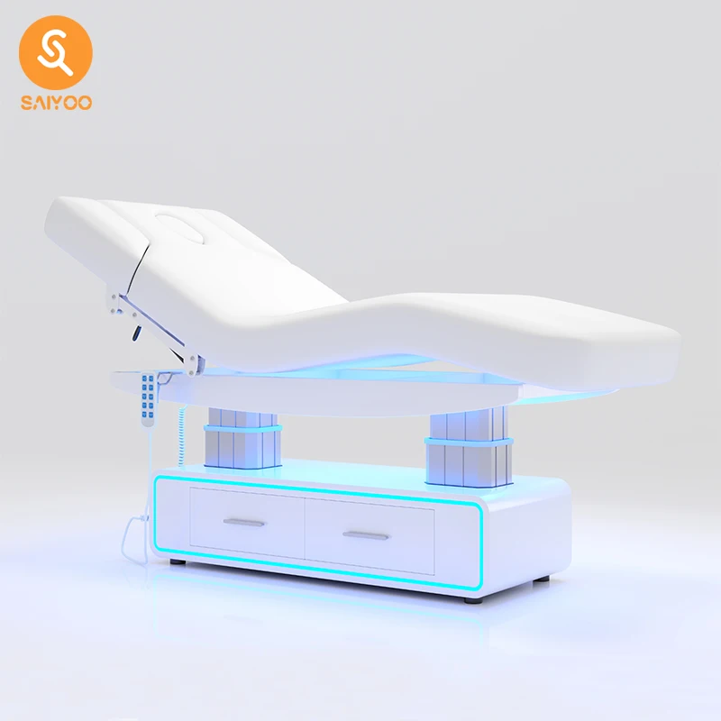 

Luxurious Multi-Motor Electric Adjustable Massage Bed with Storage and LED Lighting