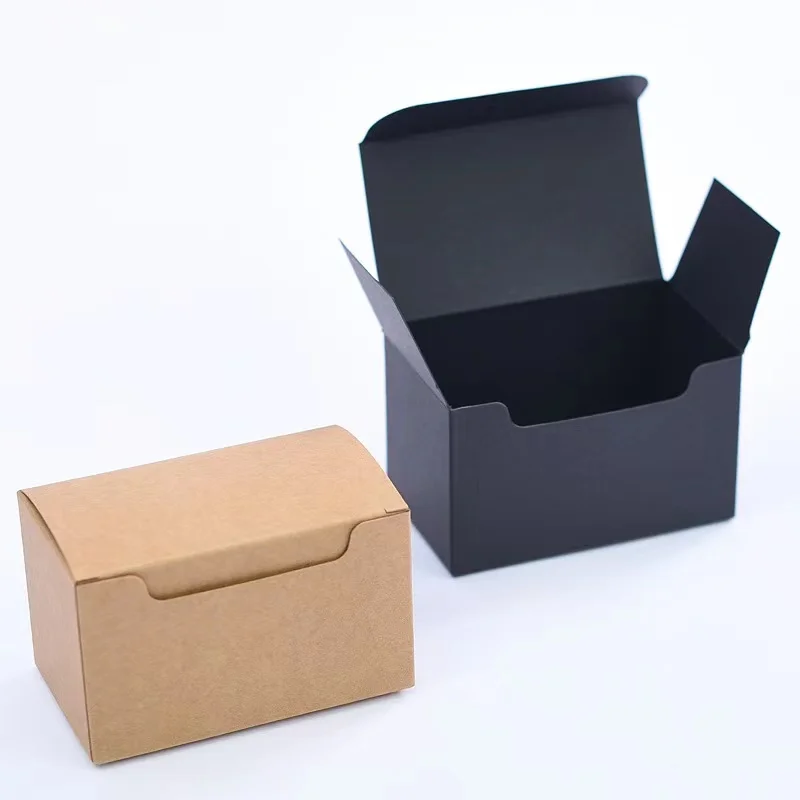 50pcs/lot-9.2*5.5*4cm Black Kraft Cardboard Boxes Gift Craft Play Business Name Card Tea Packaging Soap Paper Boxes