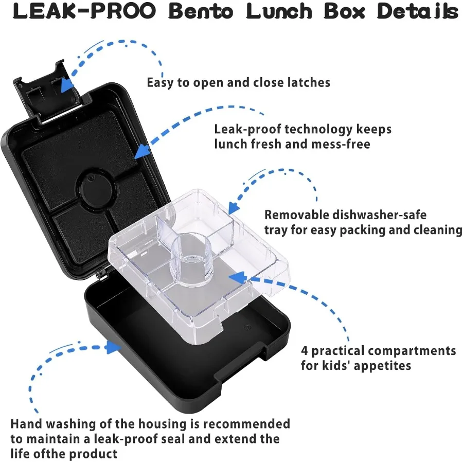 Set di contenitori per il pranzo Bento con contenitori per il pranzo termici a prova di perdite per zuppa da 10 once con design a 4 scomparti Thermo Hot Fo isolato