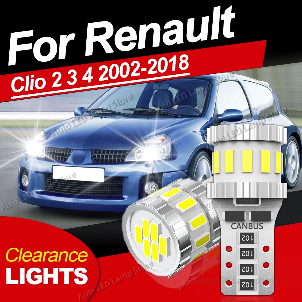 

2x вспышка W5W T10 светодиодные габаритные огни Canbus 12 В для Renault Clio 2 3 4 2002-2018 2010 2011 2012 2013 2014 2015 2016 2017