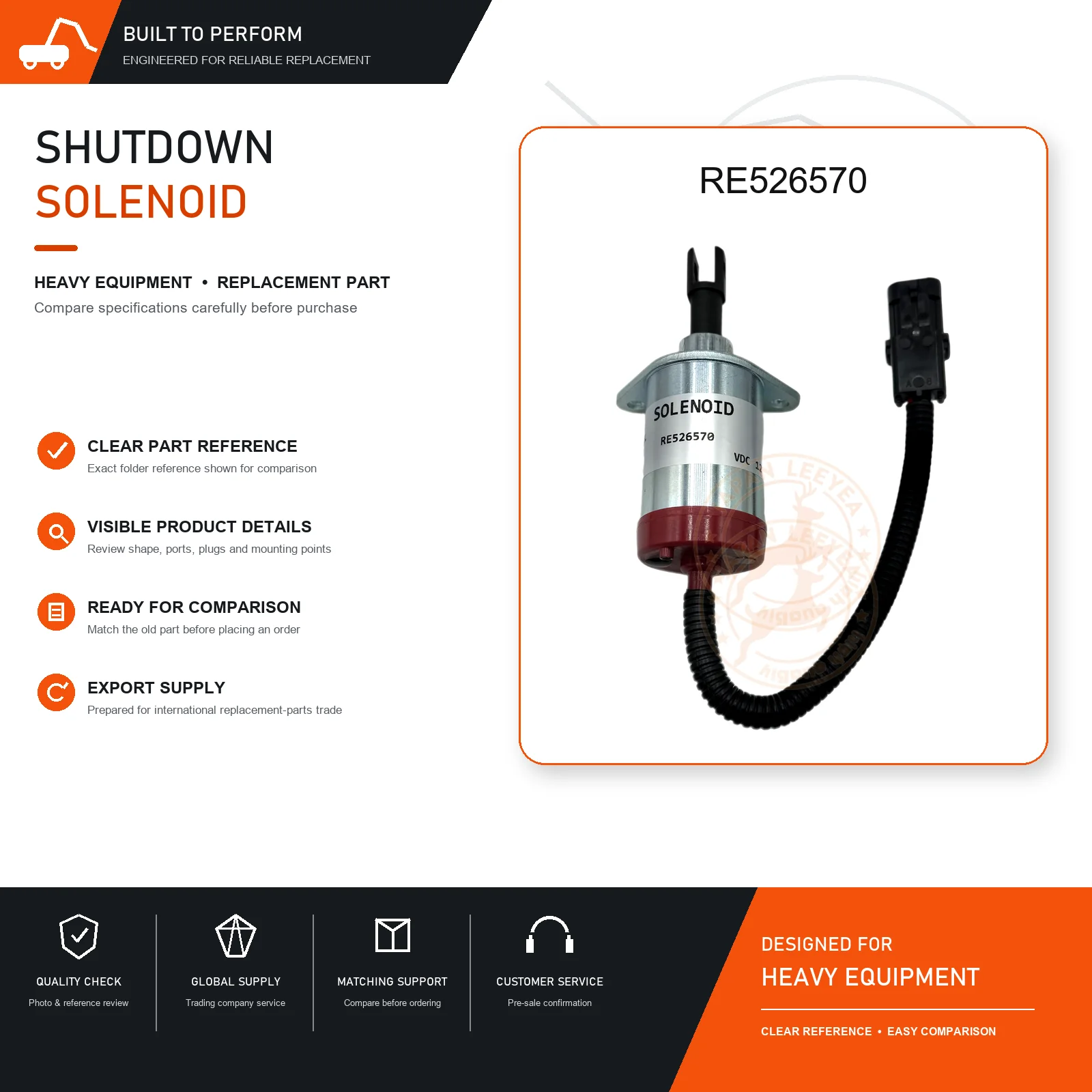 Fuel Shutoff Solenoid Valve RE526570 Engine Stop Solenoid for Excavator Construction Machinery Replacement Part
