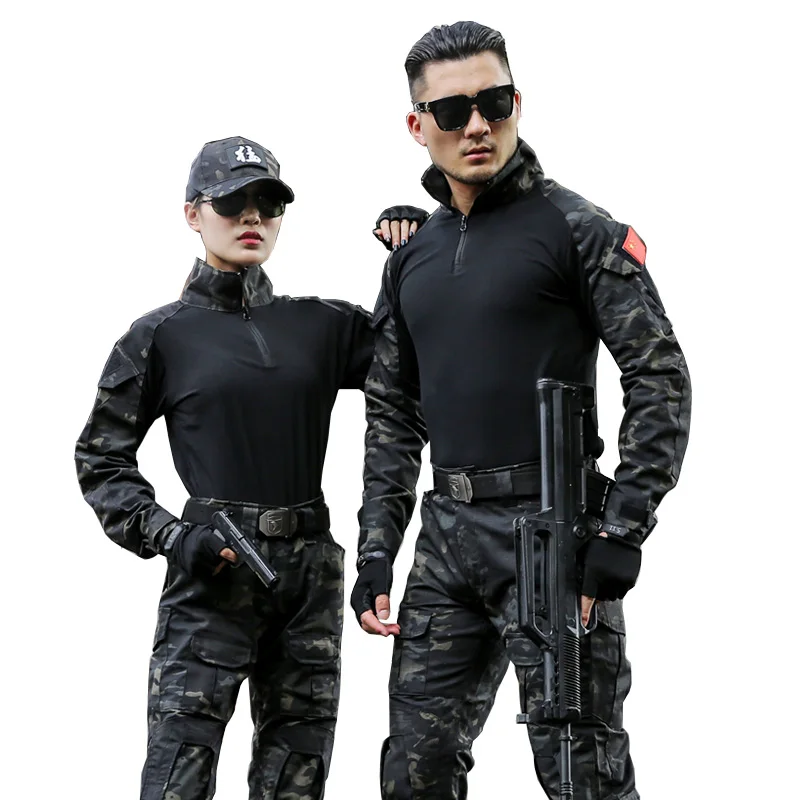 Men Tactical Camouflage Clothes Men CPU Hunting Clothing Men Women Tactical Uniform Combat Shirt And Cargo Pants With Knee Pads